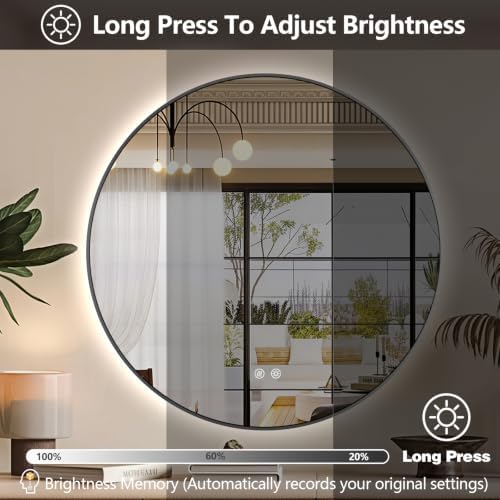 Niccy 30" Round LED Bathroom Backlit Mirror - Image 5