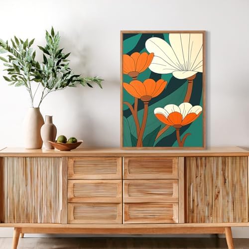 CHDITB Modern Floral Framed Canvas Wall Art Set, Nature Flowers Wall Decor - Image 5