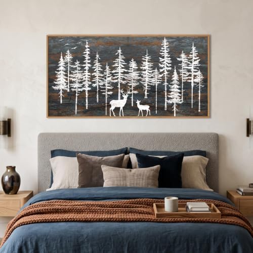 Celestdeco Modern White Forest Framed Canvas Wall Art Set, Minimalist Woodland - Image 4