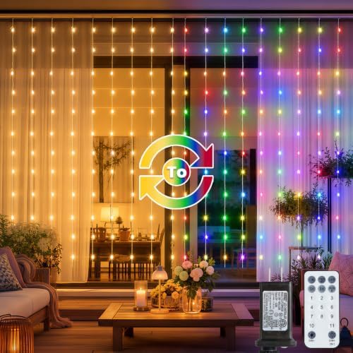 Twinkle Star 300 LED Dual Color Christmas String Curtain Lights by TwinkleStar