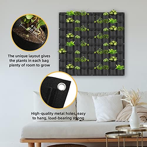 Hanging Planting Grow Bags, 72 Pockets Hanging Vertical Wall Planter Wall - Image 4
