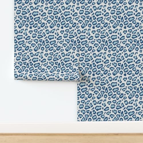 Spoonflower Leopard Skin Blue Peel and Stick Removable Wallpaper - Image 4