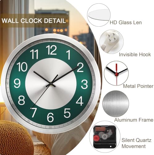 Silent Wall Clock Battery Operated, Modern Metal Wall Clock Decorative - Image 2