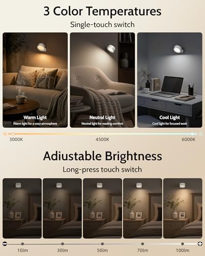 Rechargeable Wall Sconces with Remote, Magnetic Wall Lights - Image 5