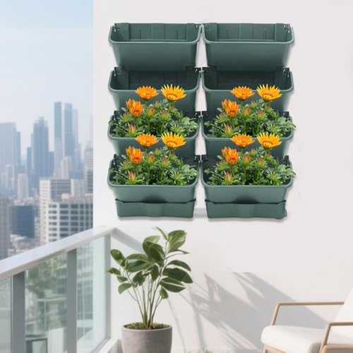 Wall Mounted Planters 8 Pots, Self Watering Vertical Garden Planters - Image 3