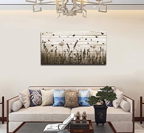 Wildflower Wall Art Autumn Canvas Picture Butterfly Grass Dandelion Artwork - Image 2