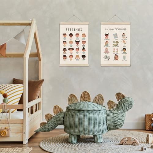 Feelings Emotions Chart for Kids, Calming Techniques Poster Hanger Frame - Image 3
