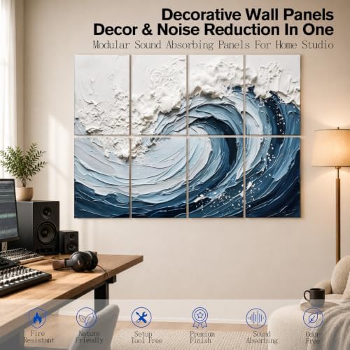 Peaudy 8-Pack Acoustic Panels Art: 48×32Inches Self-Adhesive Decorative - Image 4