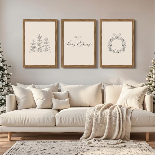 Christmas Wall Art Winter Xmas Canvas Decor Christmas Tree Picture Merry - Image 4