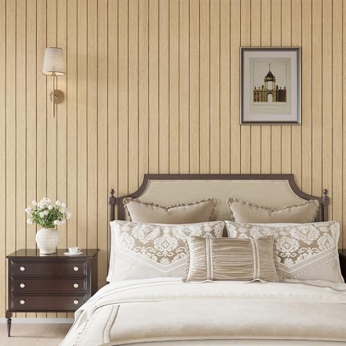VEELIKE 30''x118'' Large Roll Wood Slat Wall Panel Peel and Stick Light Oak - Image 3