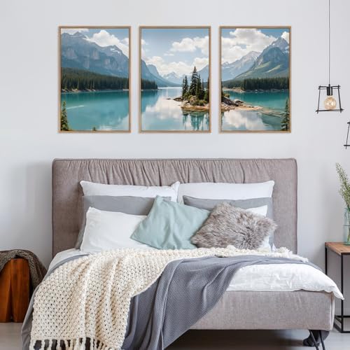 HLNIUC Mountain Wall Art Canvas, Forest Wall Art Mountain Lake, Lake Scenery - Image 5