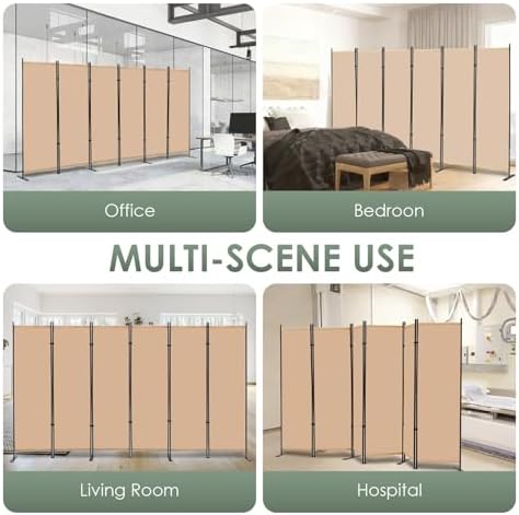 RANTILA 6 Panel Room Divider, 6 FT Folding Privacy Screen - Image 6