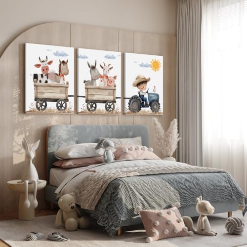 Farm Nursery Animal Wall Art Decor Baby Kids Room Poster Boy Tractor Prints - Image 7