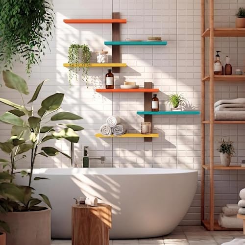 Pinkunn 2 Pack Floating Wall Shelf Mid Century Decor, Mid Century, 3 Tier - Image 6