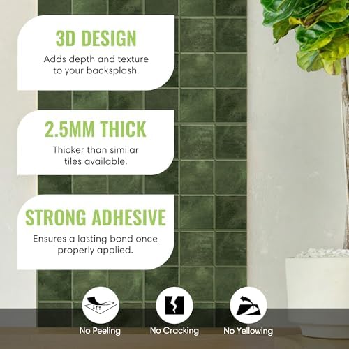 Select 5 Pack Peel and Stick Backsplash Square Tiles, 12x12 in - Image 2