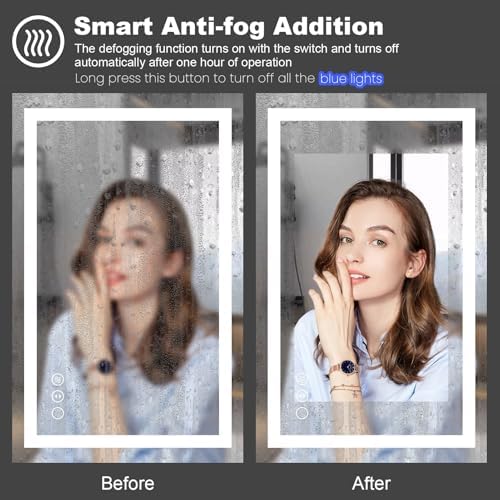 Amorho 50"X32" LED Bathroom Mirror, Front and Backlight - Image 2