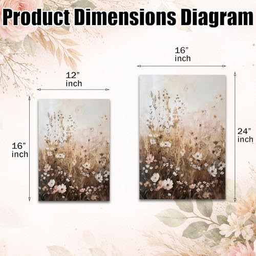Neutral Wildflower Canvas Wall Art, 3 Piece Gallery Wrapped Set - Image 3