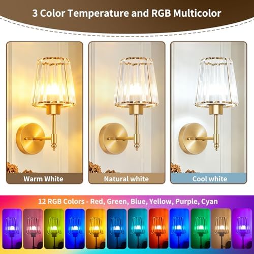 Battery Operated Wall Sconce Set of 2, Rechargeable Wireless Wall Lights - Image 6