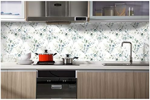 HAOKHOME Green Peel and Stick Wallpaper Bathroom Botanical 17.3in x 19.6ft - Image 5