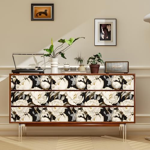 ILHIIOR Black/White Floral Peel and Stick Wallpaper 17.5 x 118 Inches - Image 5