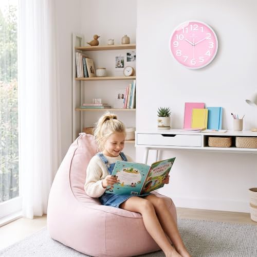 Lafocuse 12 Inch Modern Analog Light Pink Wall Clock - Image 3