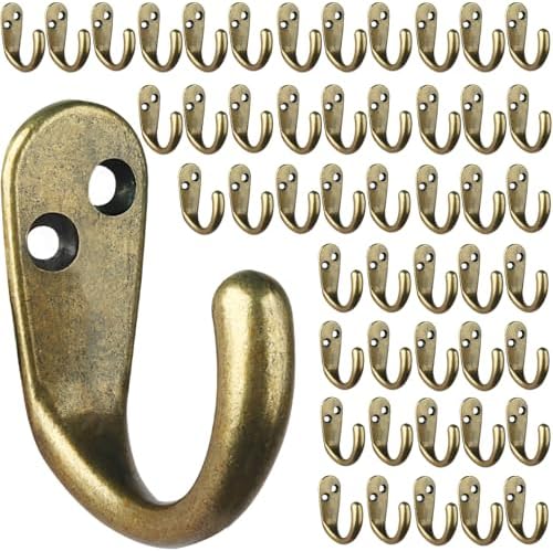 IBosins 50PCS Coat Hooks Wall Mounted Antique Brass Single Prong Robe Hook by IBosins