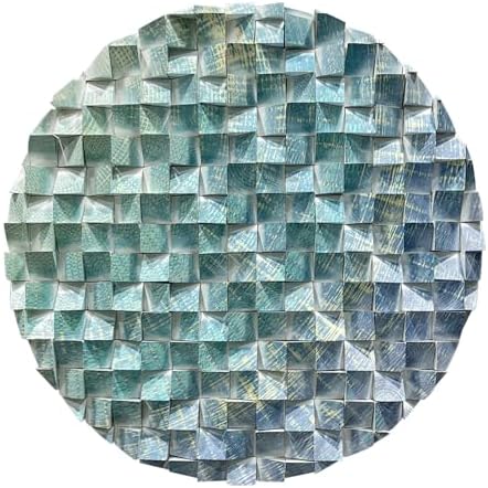 LIUZEYUE - Large blue-green-gold patterned triangular wooden block wall art - Image 2