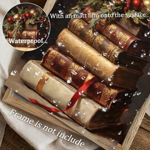 uniro Vintage Rustic Christmas Print Retro Xmas Book Art Oil Painting Dark - Image 4