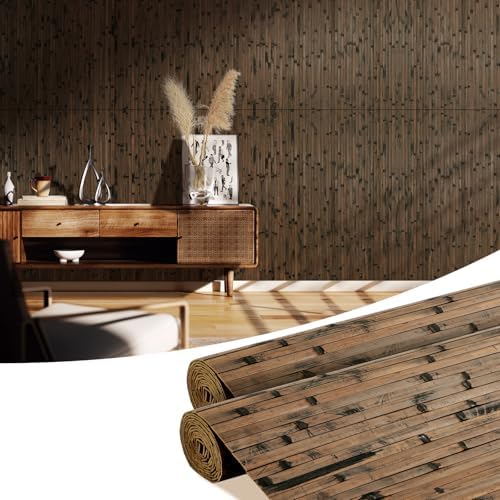 OUZUGIE 2 Pack 96x48 Inch Natural Bamboo Wall Panel by OUZUGIE