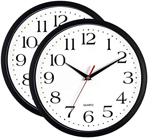 Bernhard Products Black Wall Clocks 2 Pack Silent Non Ticking by BernhardProducts