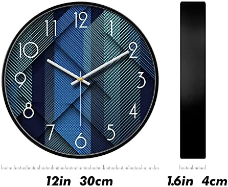 Silent Non-Ticking Analog Wall Clock, Geometric Blue Print - Image 5