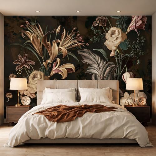 PYFFYP-Dark Flower Peel and Stick Wallpaper Vintage Plant wall murals - Image 3