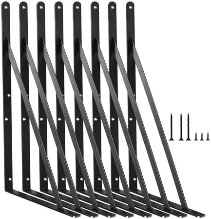 8 Pack L18 x H 12" Black Heavy Duty Shelf Brackets by MHMYDZ