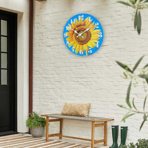 14 Inch Large Sunflower Wall Clock Glass Wall Decor Battery Operated - Image 5