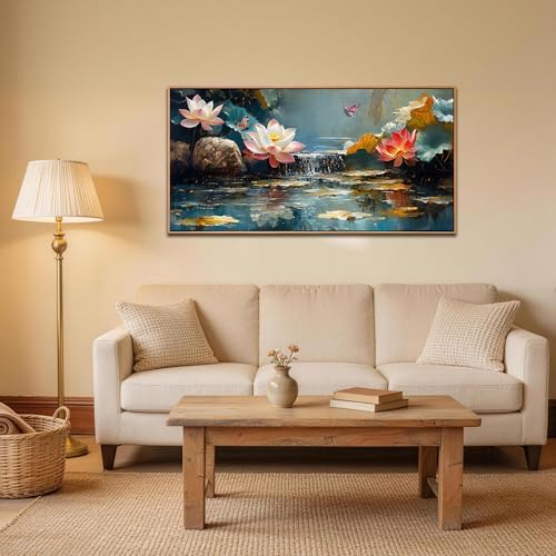 Anolyfi Lotus Canvas Large Framed Wall Art - Image 2