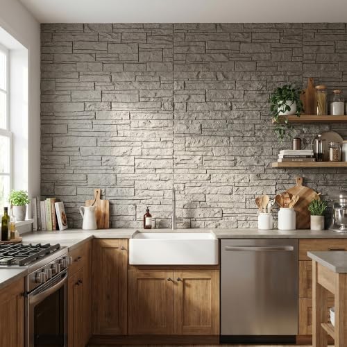 VooBang 3D Stacked Ledger Stone PU Wall Panels - Image 7