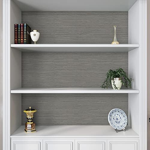 VaryPaper Grey Grasscloth Peel and Stick Wallpaper - Image 3