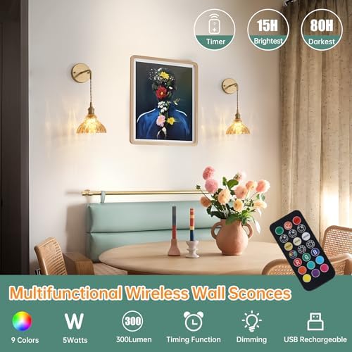 Shenmoyl Battery Operated Wall Sconce Wall Lamp - Image 2