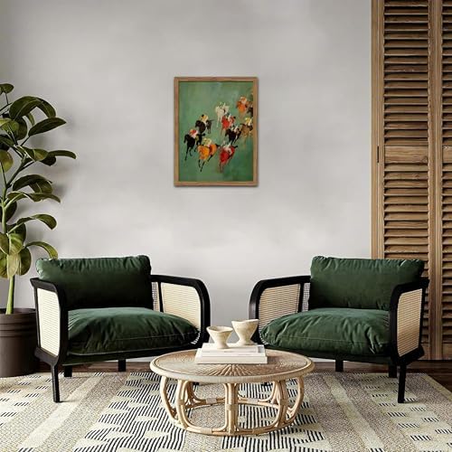 Framed Vintage Abstract Wall Art, Retro Horse Racing Scene Poster Prints - Image 6