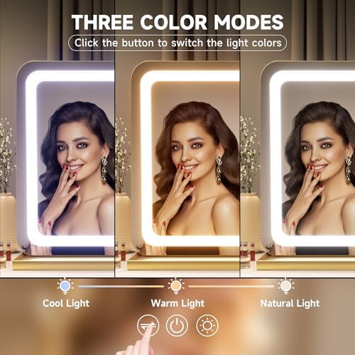Hasipu Vanity Mirror with Lights, 31.5" x 20" LED Makeup Mirror, Lighted Makeup - Image 3