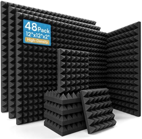 48 Pack Pyramid Acoustic Foam Panels by AUSLET