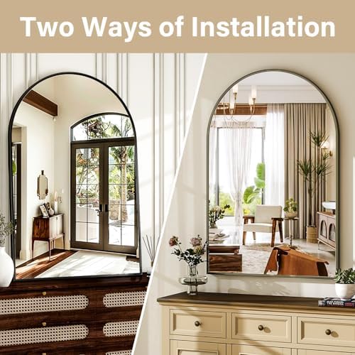 HARRITPURE Arched Wall Mirror 30"x40" Black Arch Bathroom Vanity Mirror - Image 5