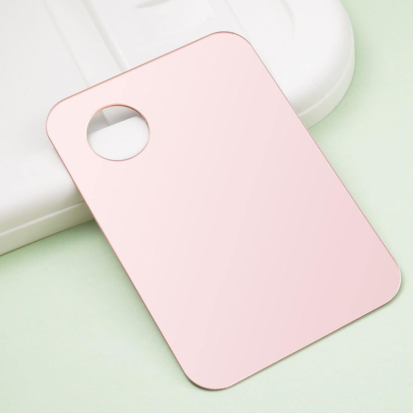 Pink Cosmetic Makeup Palette, Nail Art Palette with Spatula, DIY Makeup Mixing Palette, Beauty Salon Color Cream Mixing Palette, Nail Art Painting Mixed, Makeup Display Board Beauty and Personal Care