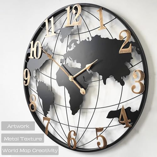 World Map Clock, 24 Inch Large Waterproof Outdoor Clock - Image 6