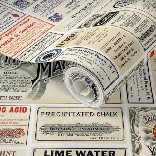 Spoonflower Vintage Pharmacy Peel and Stick Wallpaper - Image 2