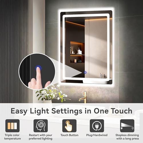 18“ x 24” LED Bathroom Smart Mirror, Rectangle Mirror - Image 5