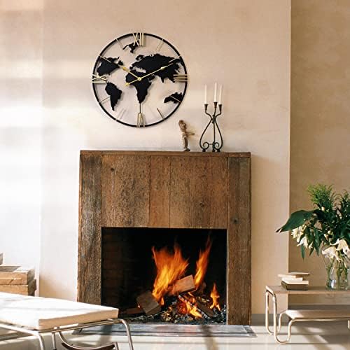 Large Wall Clock for Living Room, World Map Roman Numeral - Image 4