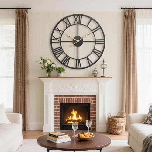 16 Inch Black Metal Roman Numerals Wall Clocks - Image 3