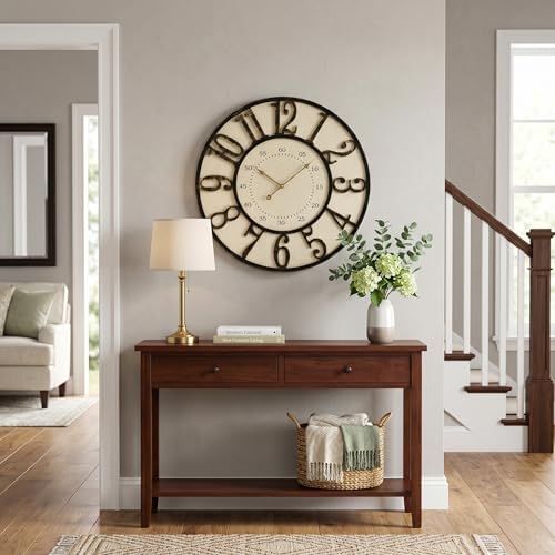 EMAX HOME 24 Inch Large Wall Clock, Vintage Farmhouse Oversized Wall Clocks - Image 6