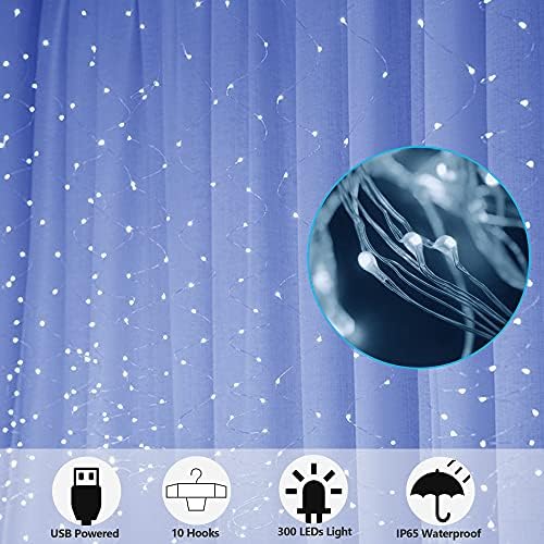 HOME LIGHTING Window Curtain String Lights, 300 LED 8 Lighting Modes Fairy - Image 2